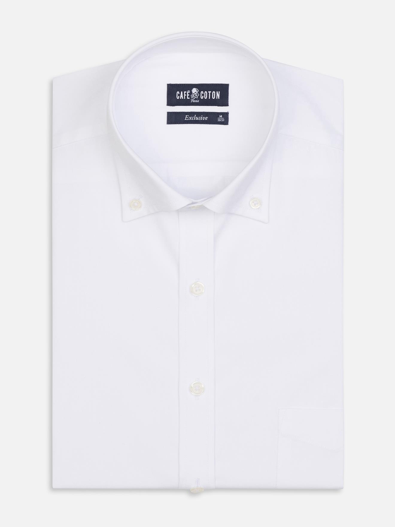 Chemise en popeline blanche - Col Boutonné