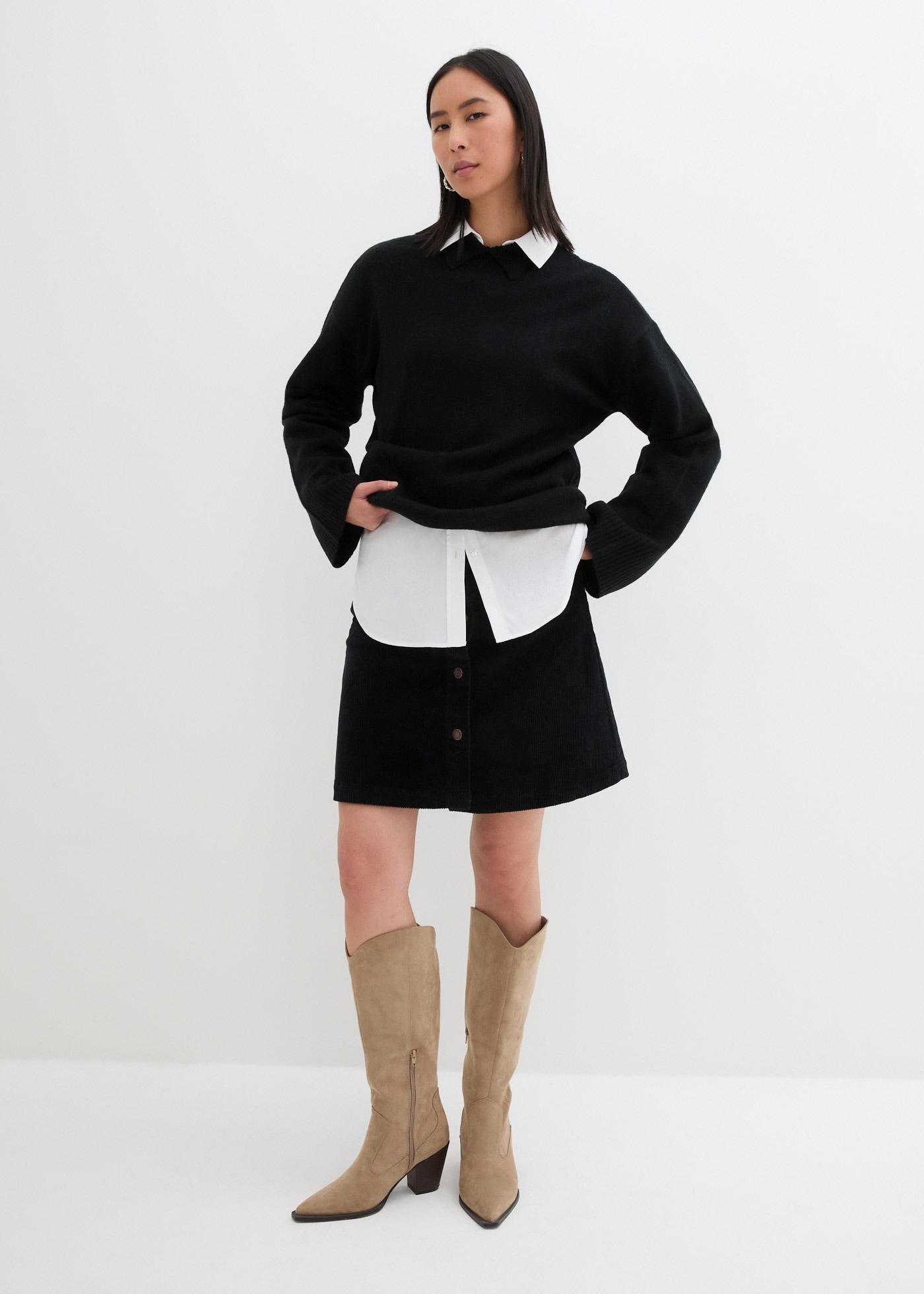 bonprix Cordrock »Stretch-Cordrock mit Knopfleiste«, Stretch-Cordrock mit Knopfleiste