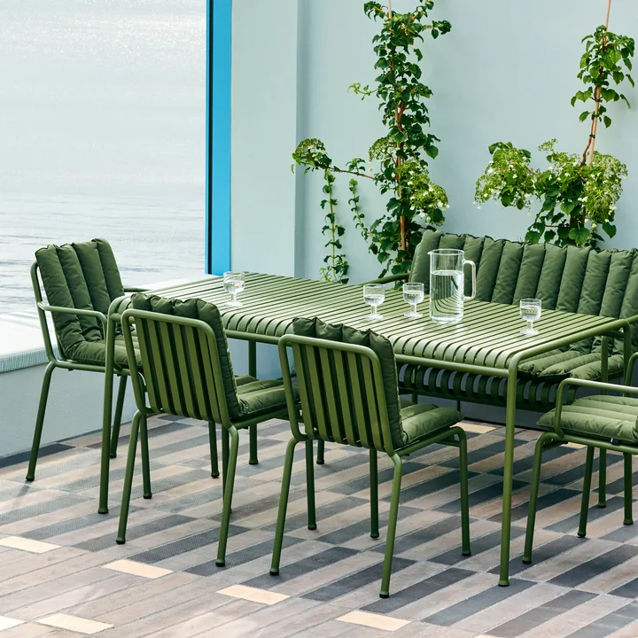 HAY - Palissade Soft Quilted Cushion, für Dining Bench, sky grey