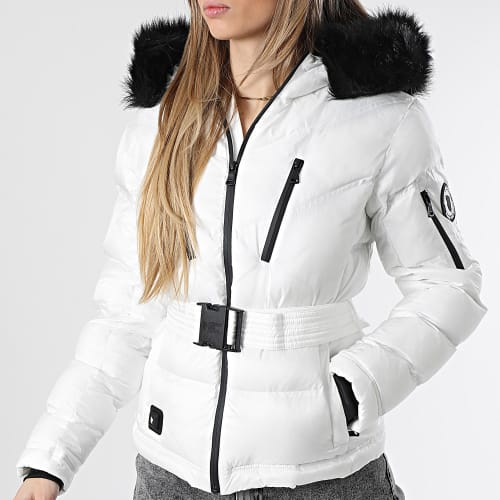Doudoune Chauffante Capuche Fourrure Femme Iron Lady Blanc Noir