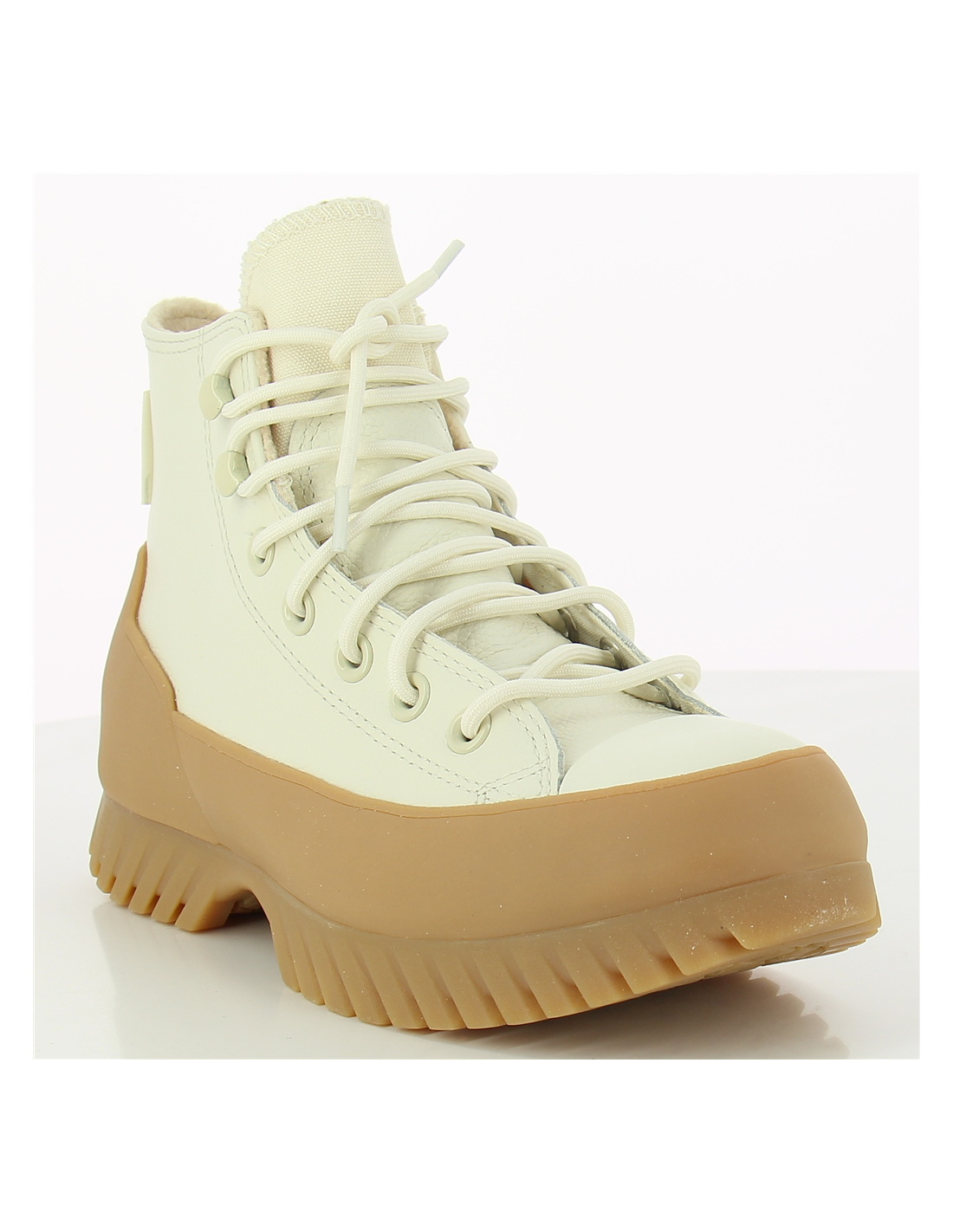 converse sneakers compensées montantes femme lugged winter 2.0 cuir blanc/beige