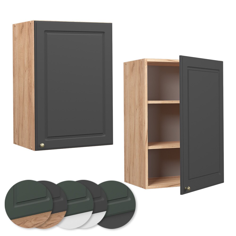 Vicco Hängeschrank Küchenschrank Küchenmöbel Fame-Line Eiche Anthrazit-Gold Landhaus 50 cm Küche Einbauküche Hängeschrank Drehtür Einlegeboden Küchenzeile
