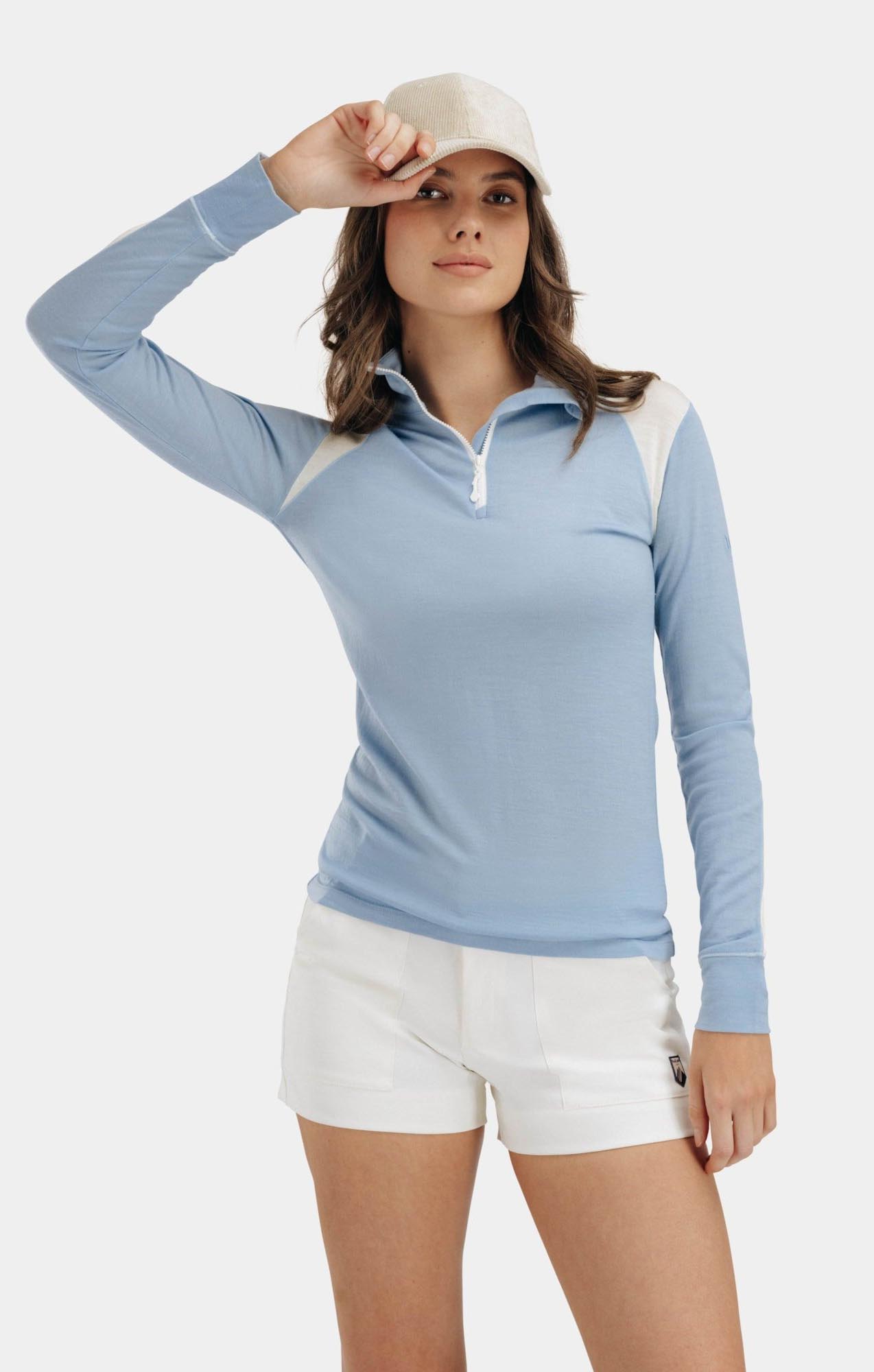 Hilleknuten Half-Zip Ulltrøye Dame Light Sky