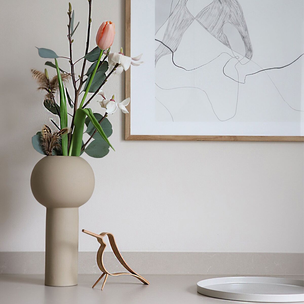 Pillar vase, 32 cm, sand