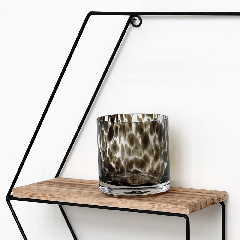 Zwarte metalen wandplank met 3 planken - Hexagon - 48x55x10 cm
