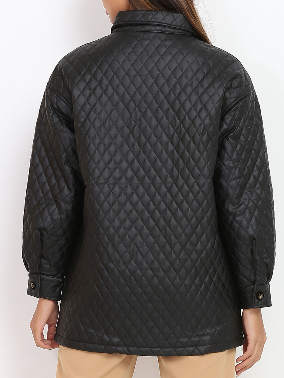 Veste surchemise matelassée- Noir