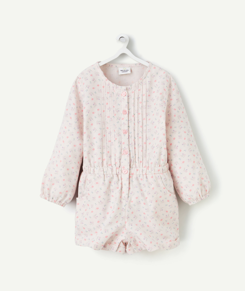 COMBINAISON BÉBÉ FILLE EN COTON BIO ROSE AVEC IMPRIMÉ FLEURI