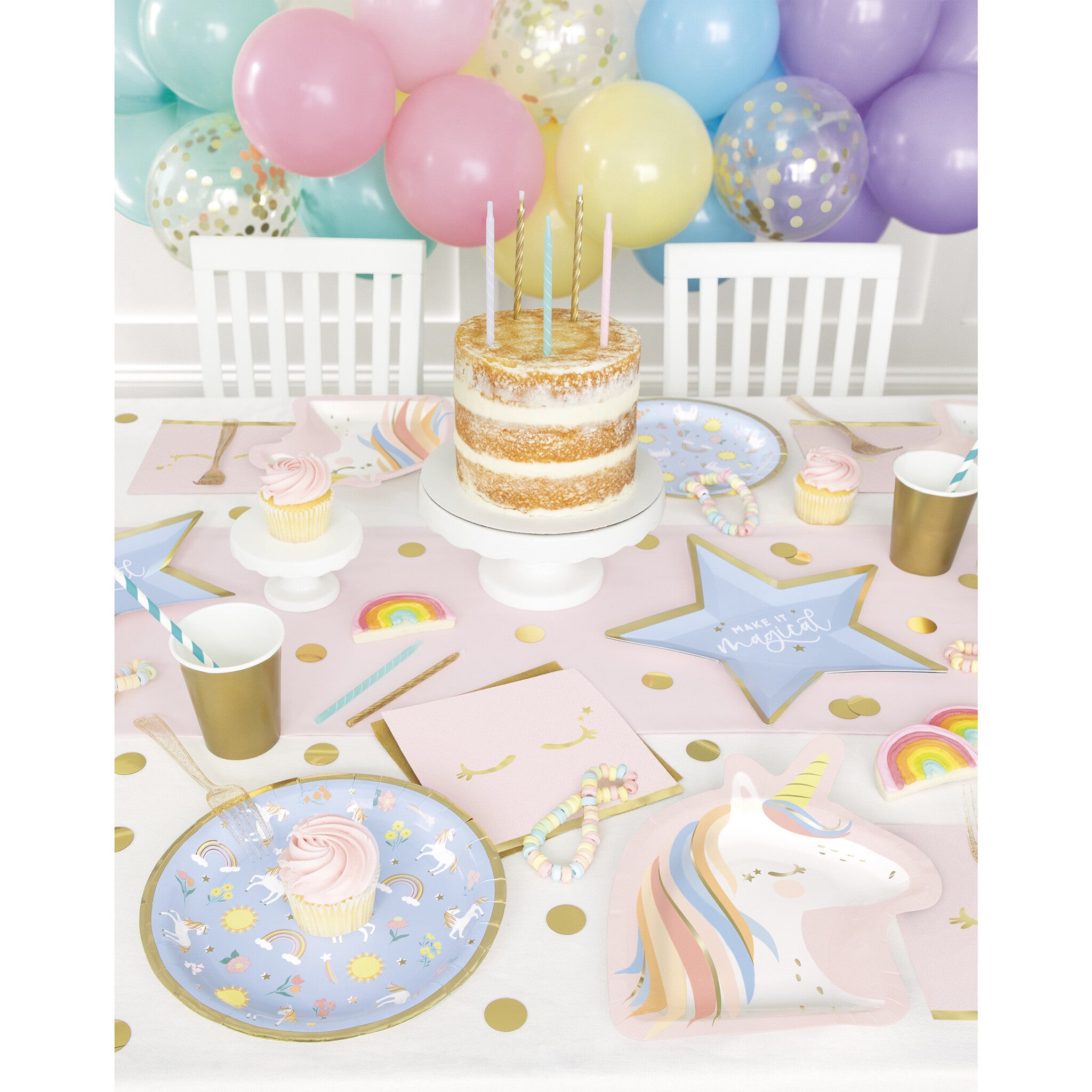 Unicorn Servetten Goud Roze 16st