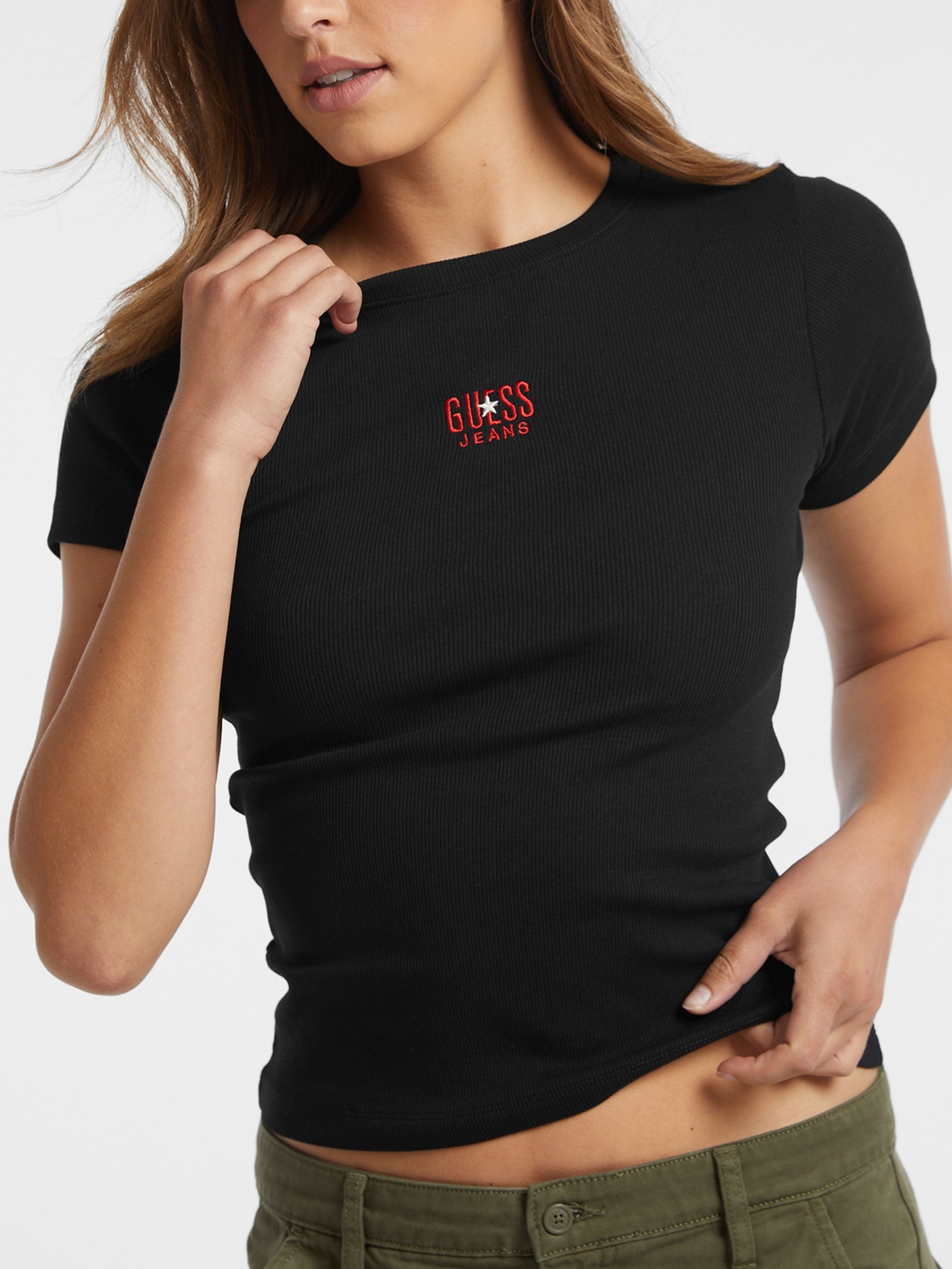 Camiseta Slim com Logo Bordado