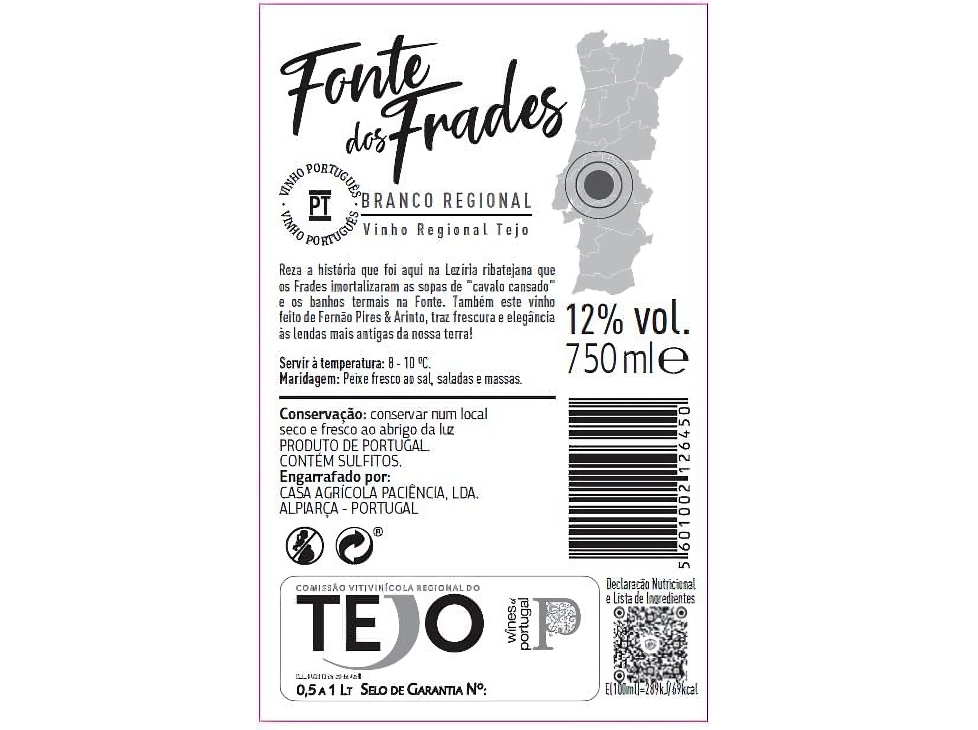 VINHO BRANCO FONTE DOS FRADES TEJO 0.75L