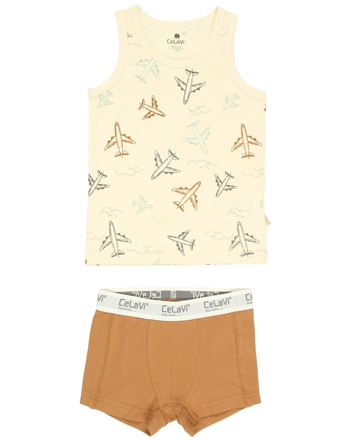 Unterwäsche-Set AIRPLANE 2-teilig in beige/braun