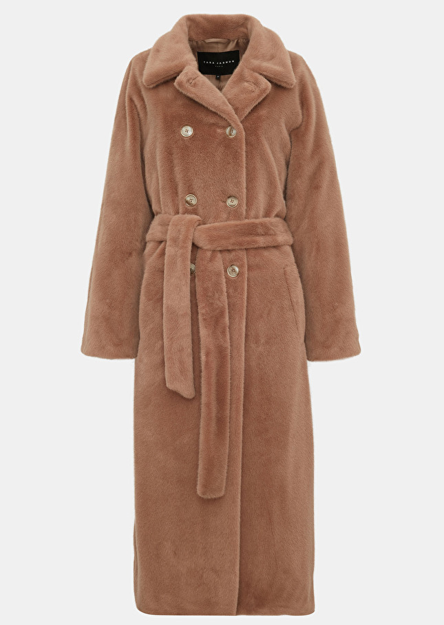 Trench-coat Isottabeige en fausse fourrure
