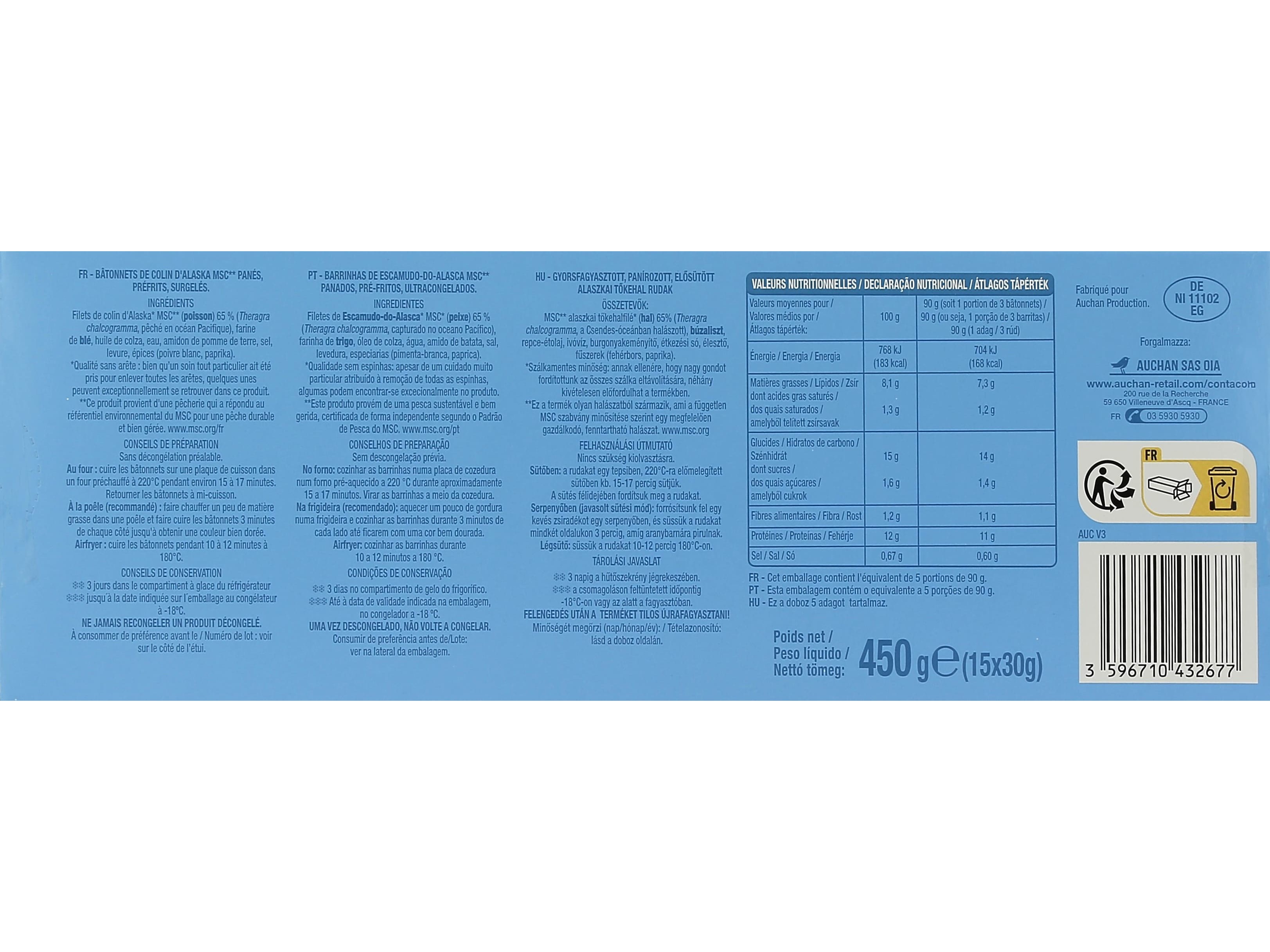 DOURADINHOS AUCHAN DE ESCAMUDO-DO-ALASCA MSC 450G