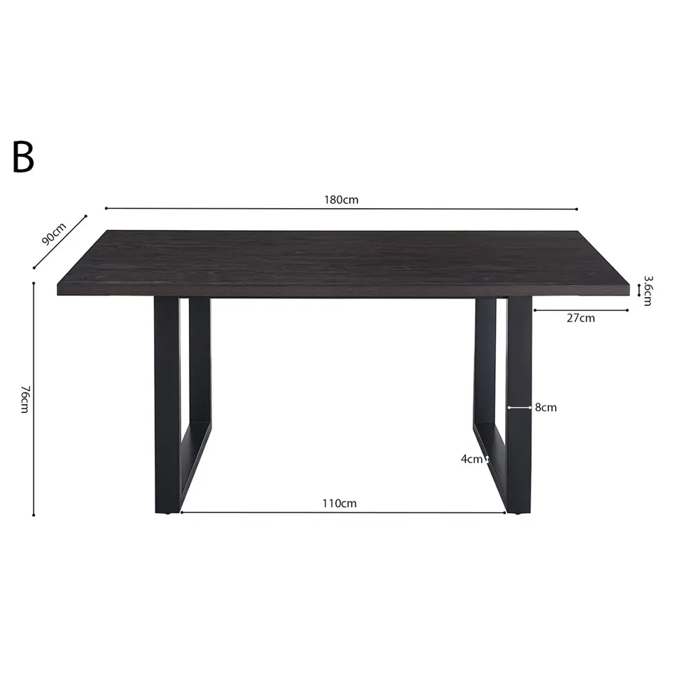 Interiax Eettafel 'Oliver' 180 cm Decor Donkerbruin