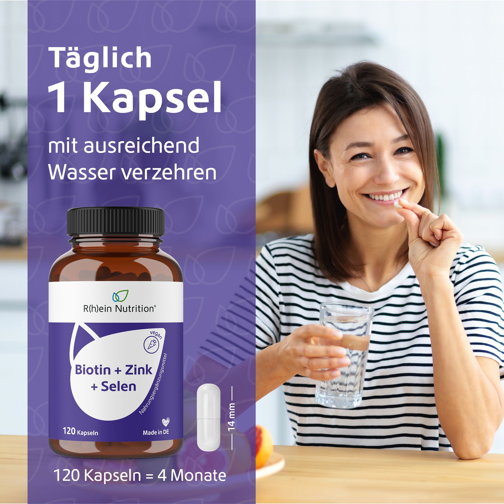 R(h)ein Nutrition Biotin + Selen + Zink für Haut, Haare & Nägel