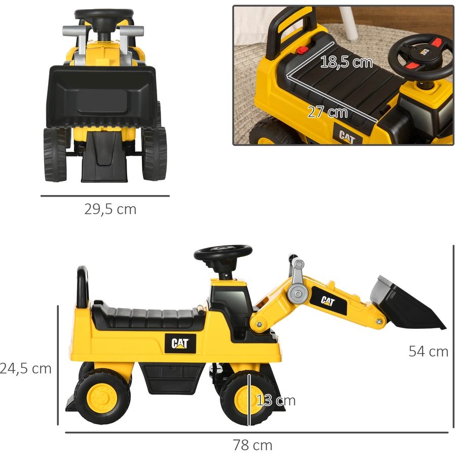 HOMCOM Sitzbagger mit Schaufel gelb