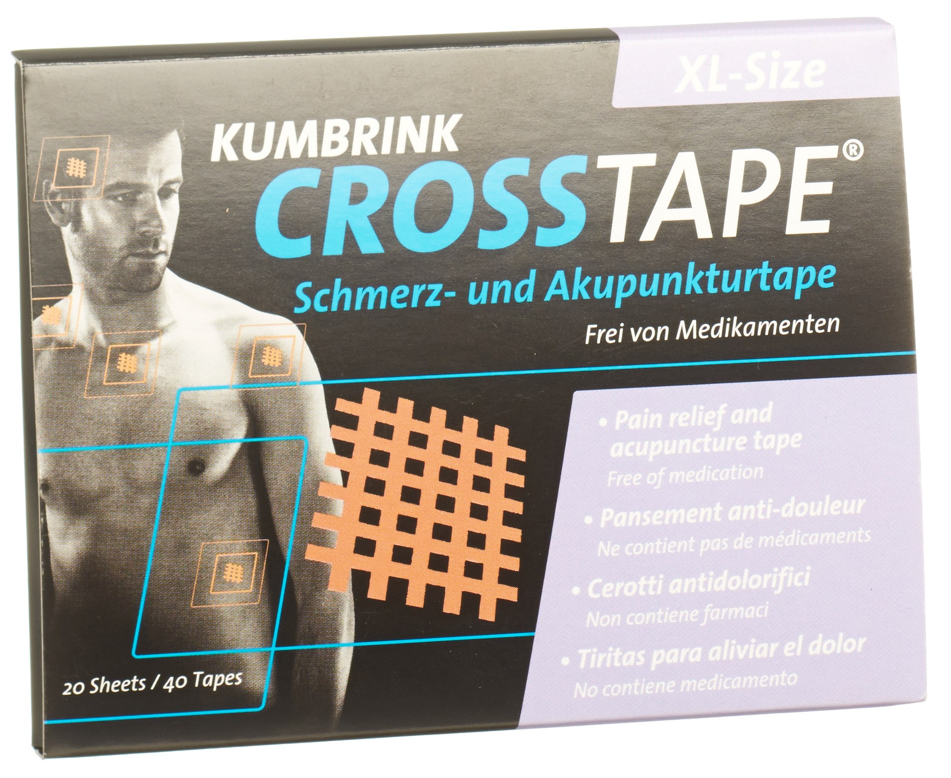 CROSSTAPE Schmerz- Akupunkturtape<br>40 Stück, XL