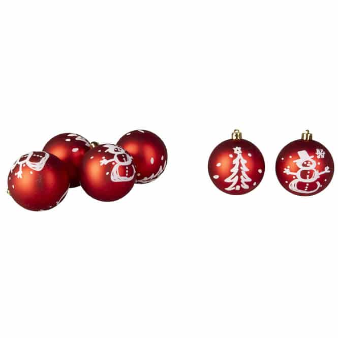 Christbaumkugeln Schneemann - ca. 8 cm - 6 Stück