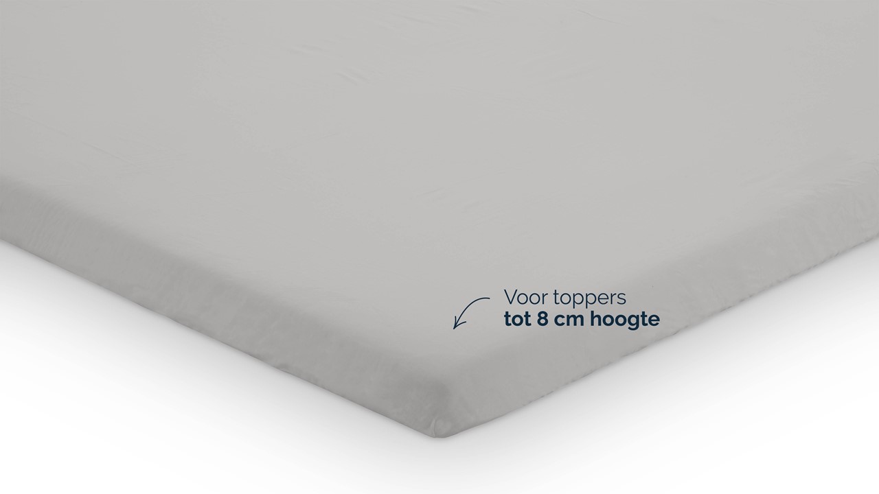 Hoeslaken B Bright Perkal topper lichtgrijs