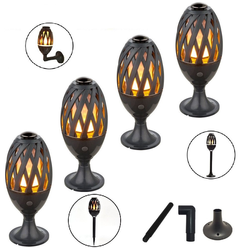 Pack 4 lampes led de jardin effet flamme bombalight
