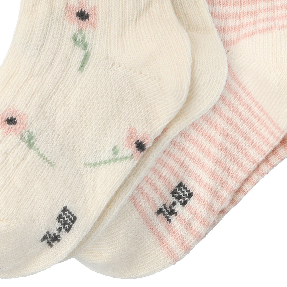 Topomini Pure Collection 2 Paar Baby Socken mit Rippstruktur cremeweiss