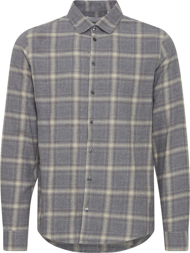 Casual Friday CFANTON LS mélange checked shirt Mid grey melange