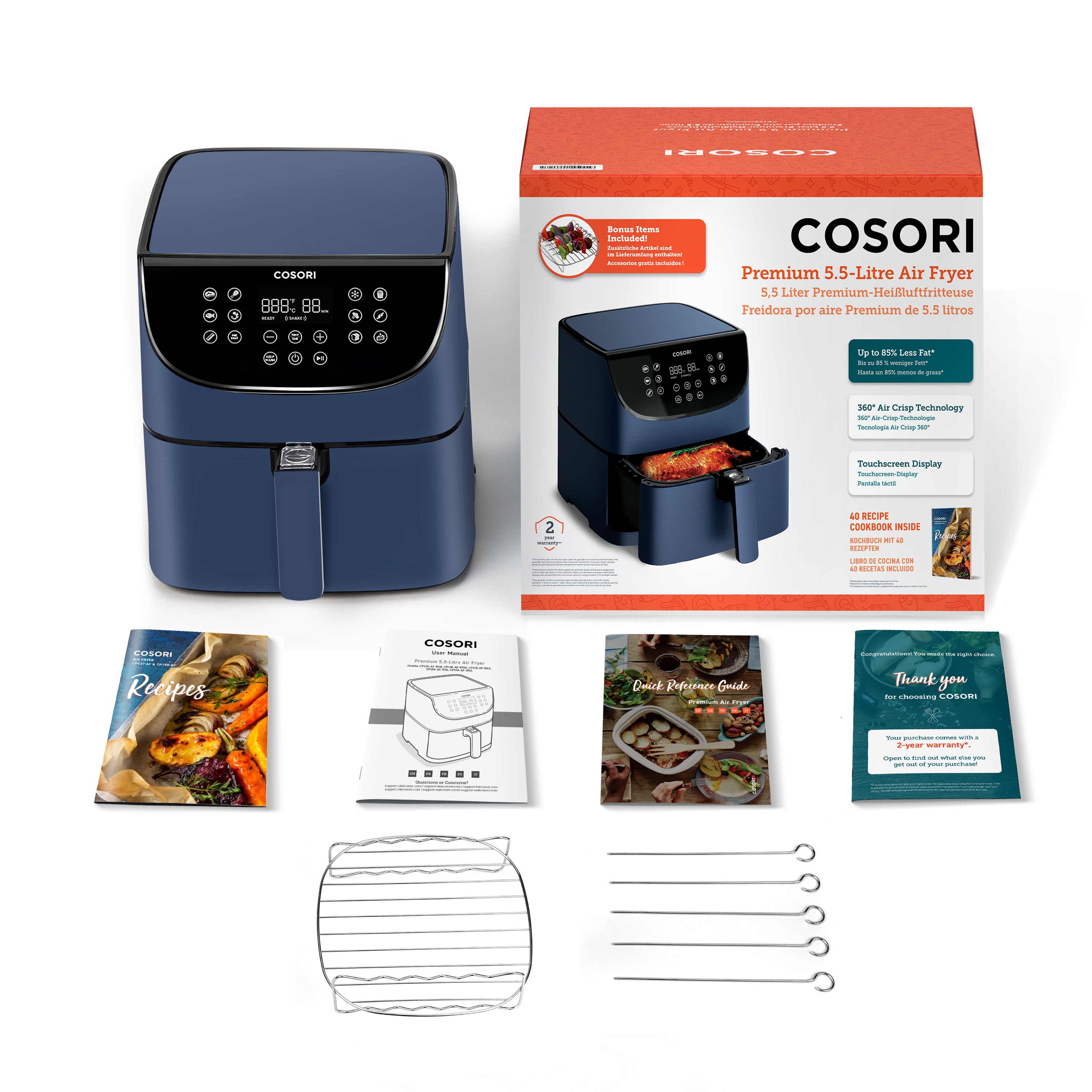 COSORI 5,5-Liter Heißluftfritteuse, Reatil Exclusive