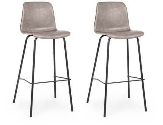 CONCEPT1 - Tabouret Lot de 2 T. Kyra beige vintage (Bar)