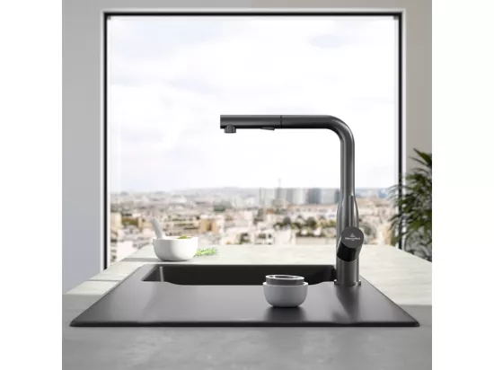 Robinet cuisine VILLEROY ET BOCH Subway Style Shower anthracite + nettoyant