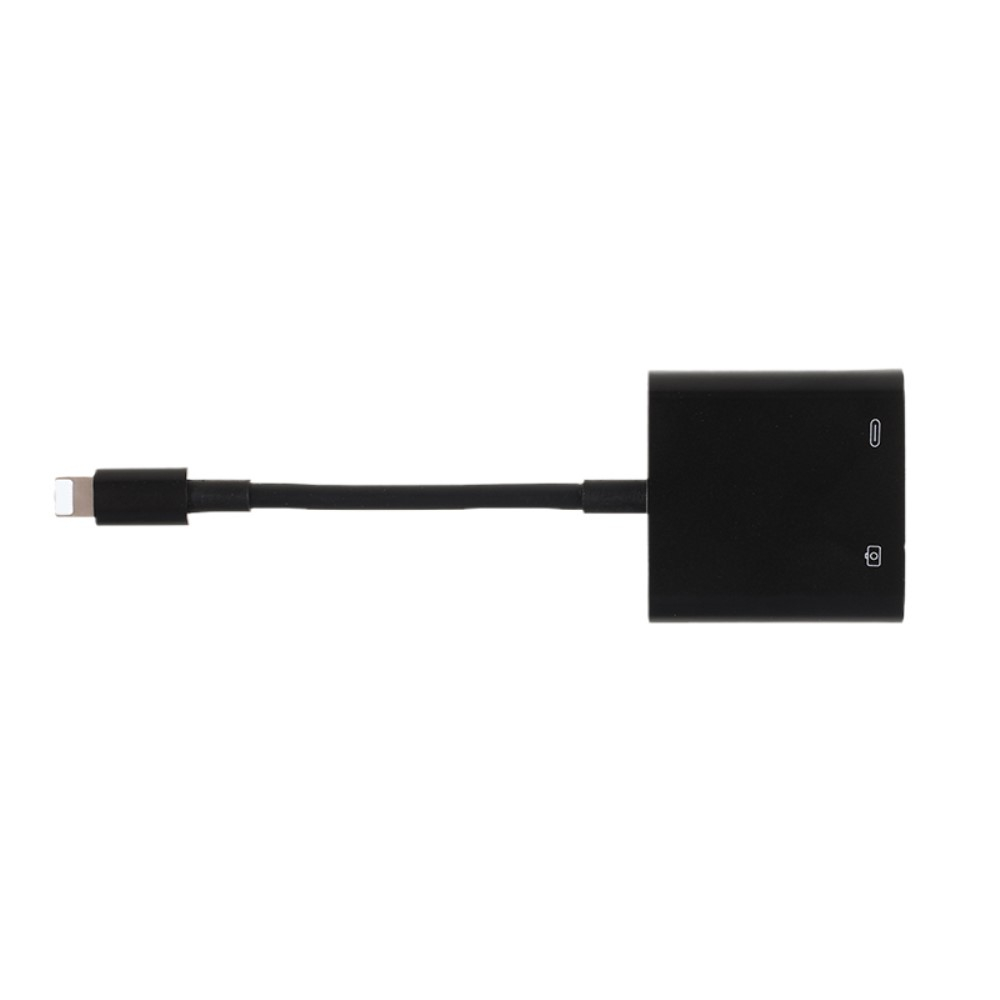 Lightning auf USB A Kamera / Foto Adapter mit Ladeanschluss für Apple iPhone / iPad - Schwarz