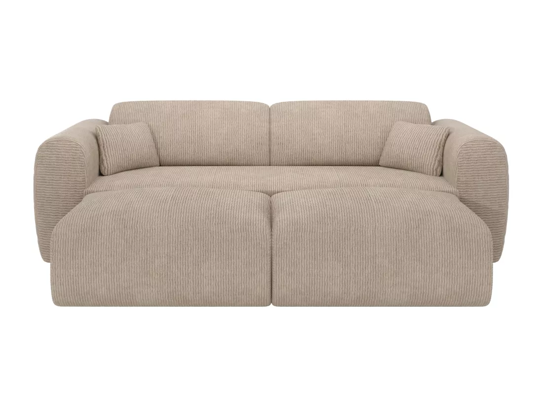 Canapé 4 places convertible en tissu texturé beige POGNI de Maison Céphy