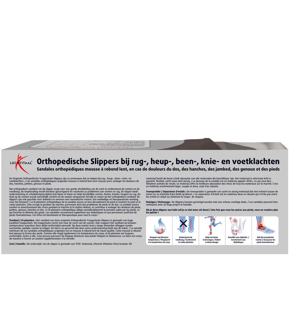 Lucovitaal Orthopedische Slippers Maat 37-38 Zwart (1 paar)