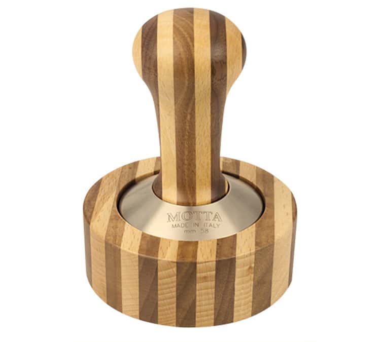 Tamper café MOTTA 58 mm bois bicolore avec support