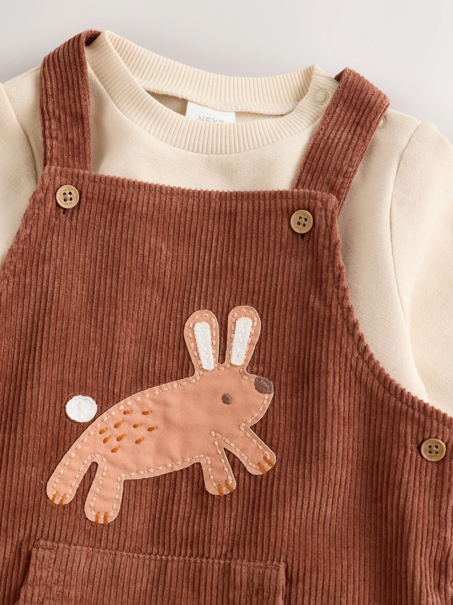 Bruin Woodland - Babyset van tuinbroek en rompertje (0mnd-2jr)