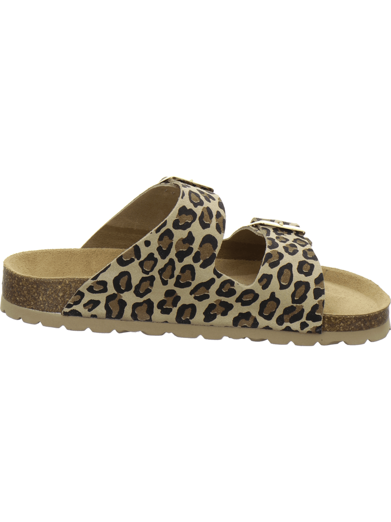 Pantoletten Damen Zweischnaller leo-beige