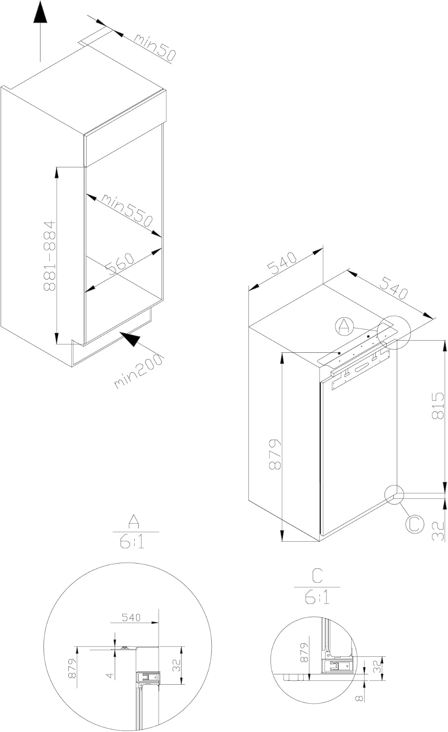 Amica EGS 16183-1 / Gefrierschrank / 880 mm Nische/Festtür-Technik/FrostControl/elektronische Steuerung / 4 Gefrierschubfächer/Inverter-Motor