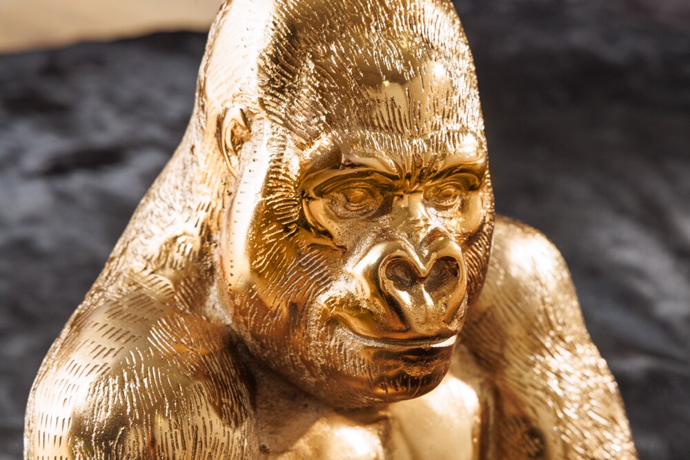 riess-ambiente Beistelltisch KONG - 50cm gold Metall Glas Affenfigur Gorilla Skulptur rund