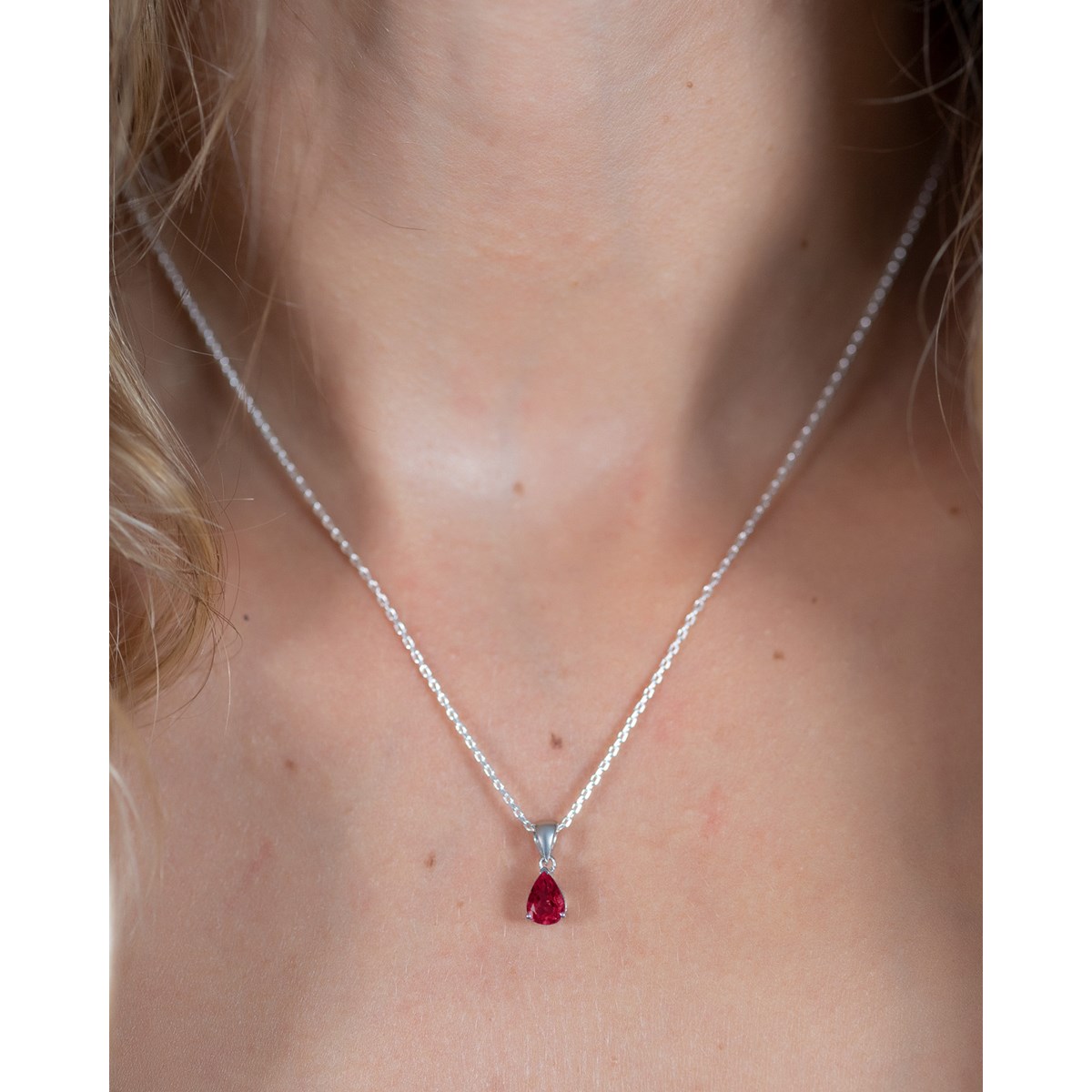 Collier Pendentif Rubis en Argent 925 - Cadeau Luxueux | Aden