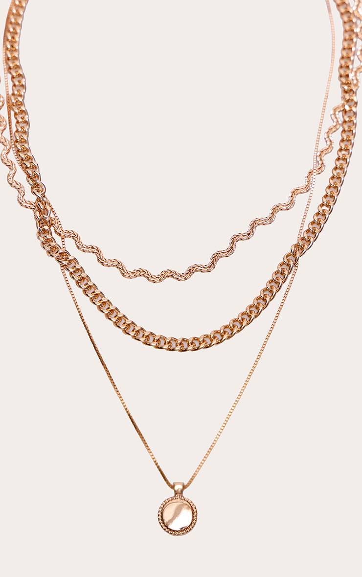 Doré Collier Chaîne Torsadée À Pendentif Superposé