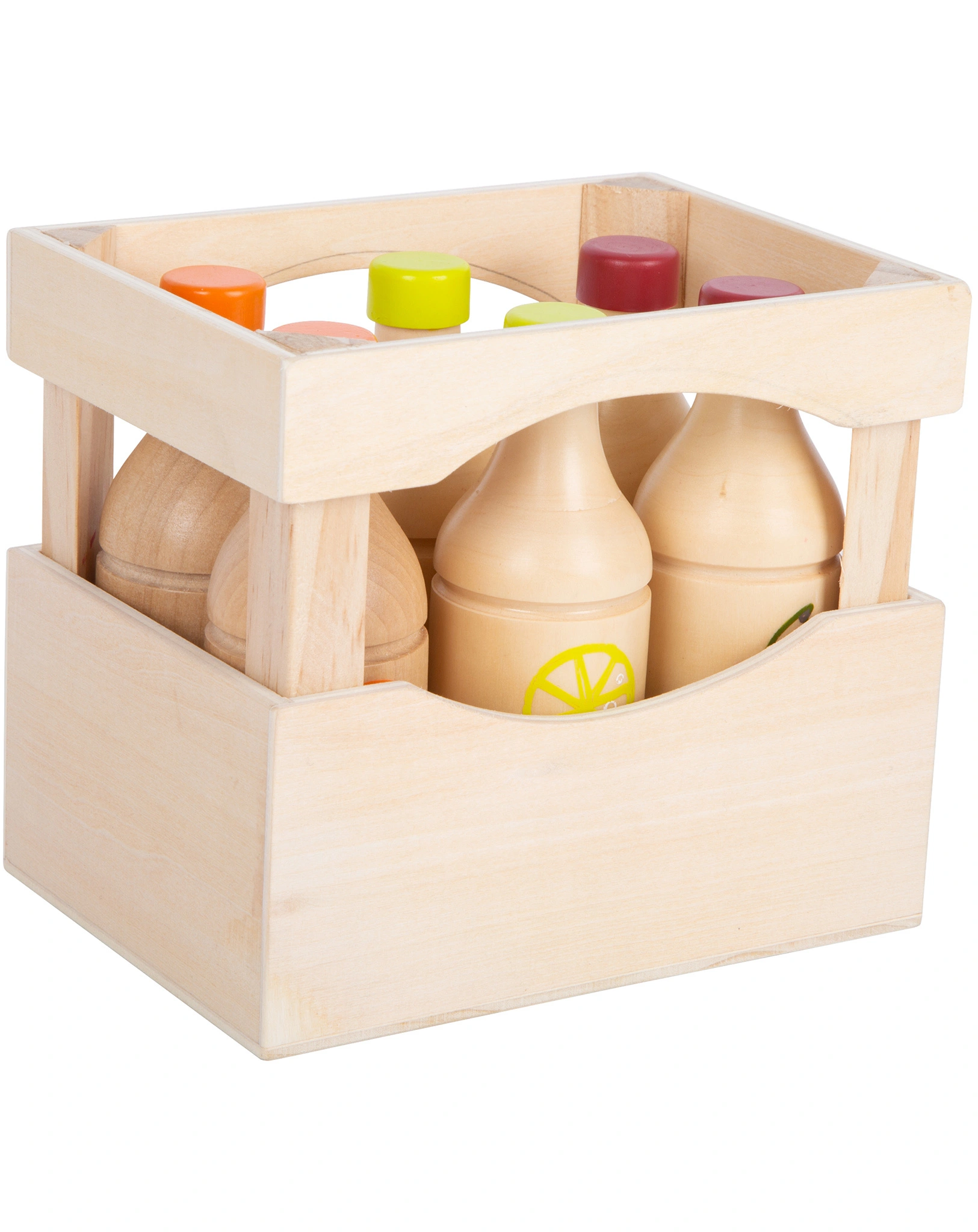 Kaufladen-Zubehör FRESH - FLASCHENKISTE 7-teilig aus Holz