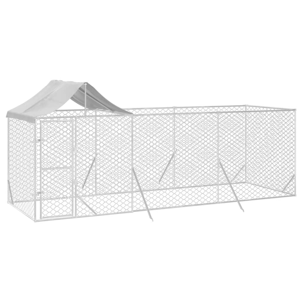 Chenil d'extérieur pour chiens avec toit argenté 6x2x2,5 m