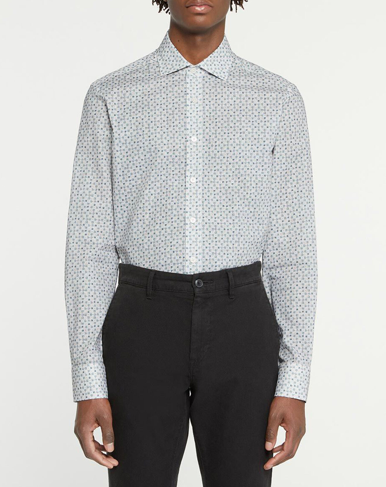 Hackett London Chemise Slim Fit à imprimé mosaïque beige/vert