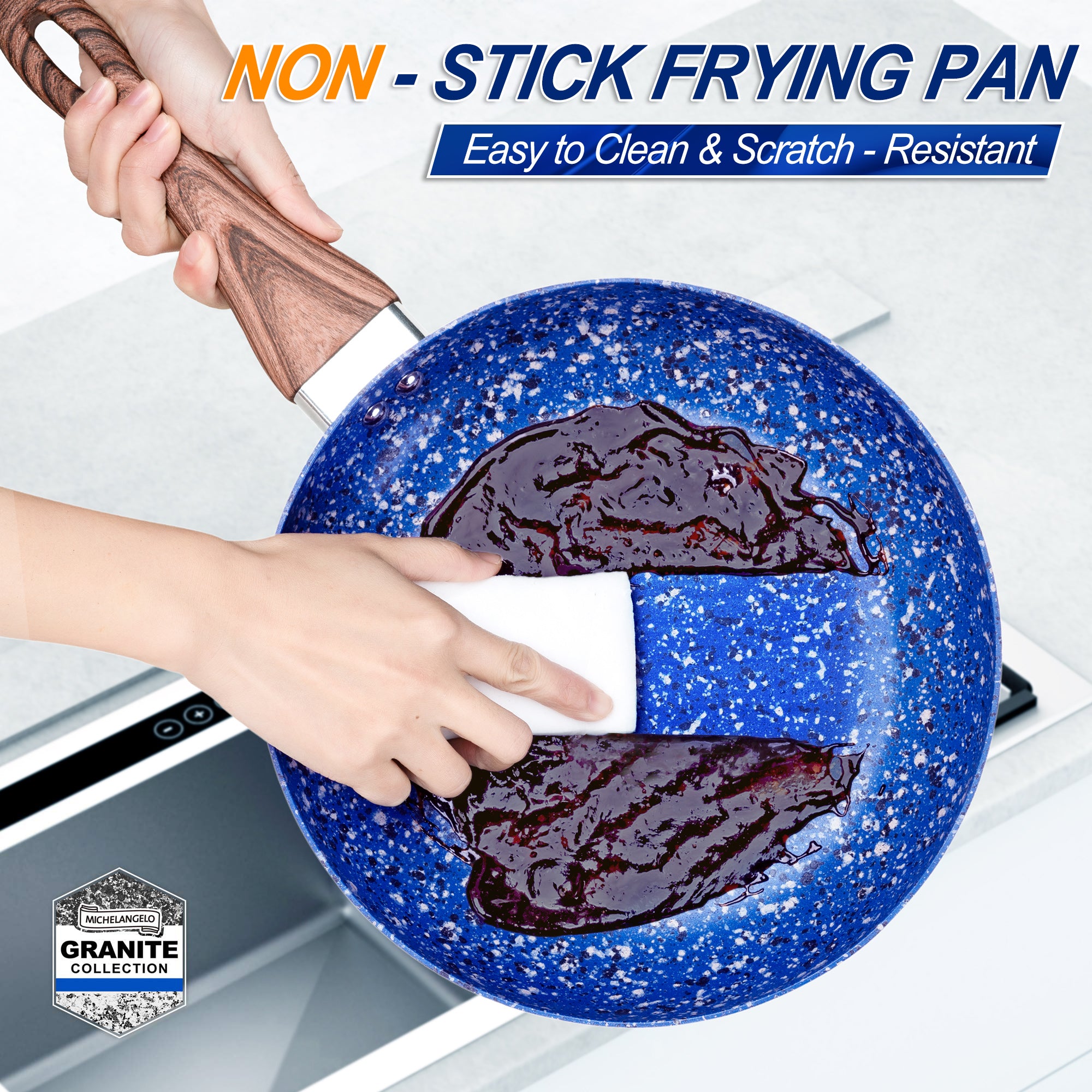 MICHELANGELO Frying Pan Set with Lid, 9.5