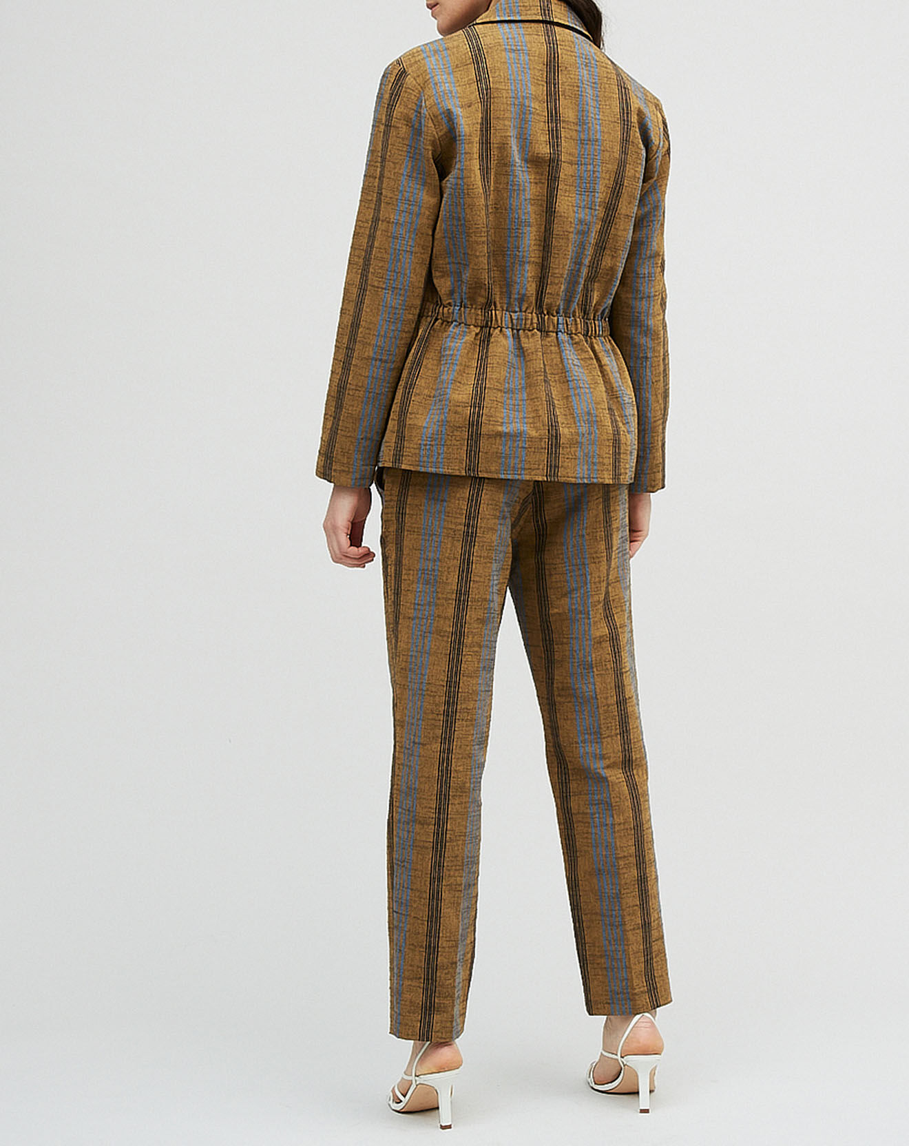 Chloé Stora Veste en Coton & Lin Uma à rayures ocre foncé