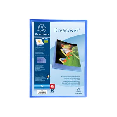 Exacompta KreaCover - Porte vues personnalisable - 40 vues - A4 - bleu