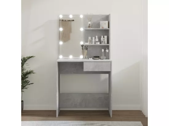 Coiffeuse avec LED Gris béton 74,5x40x141 cm