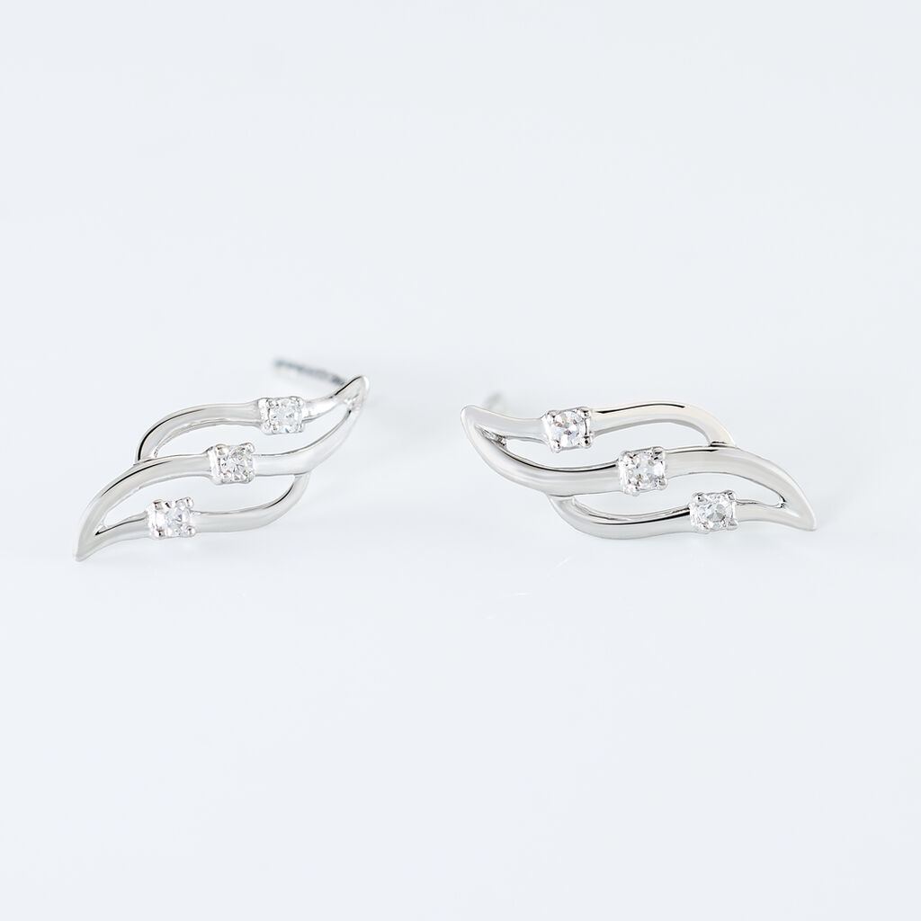 Boucles D'oreilles Puces Marnie Or Blanc Diamant