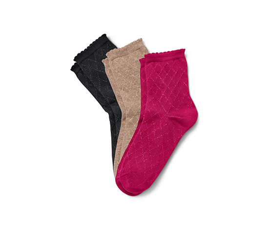 3 Paar Socken mit Glitzergarn