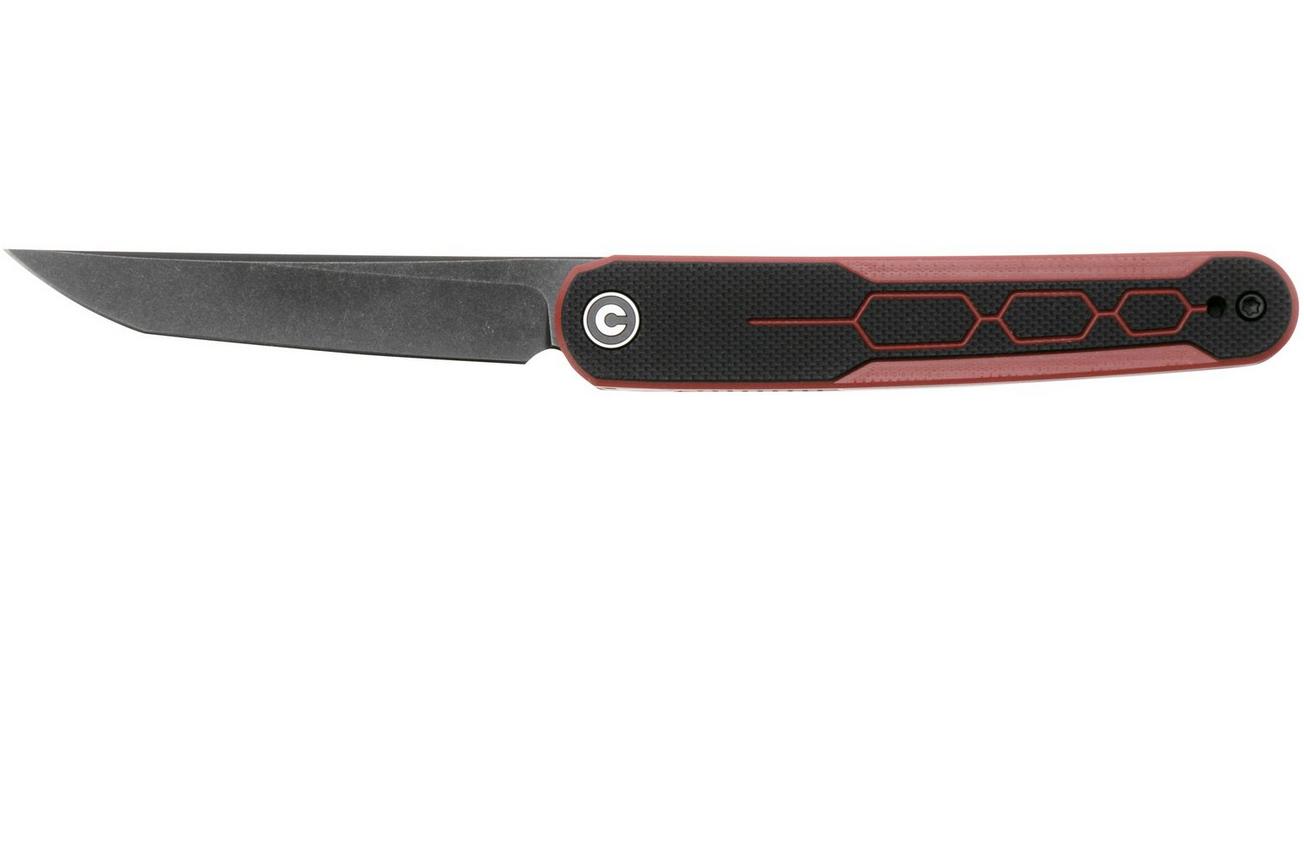 Civivi KwaiQ C23015-1 Blackwashed Nitro-V, Milled Burgundy Black G10, zakmes
