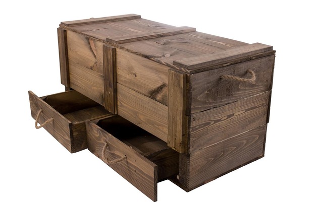 Holz Zollhaus Holzkiste »Vintage Dunkelbraun, 85 x 42 cm« Herkunftsland Ukraine, Holzart Kiefer